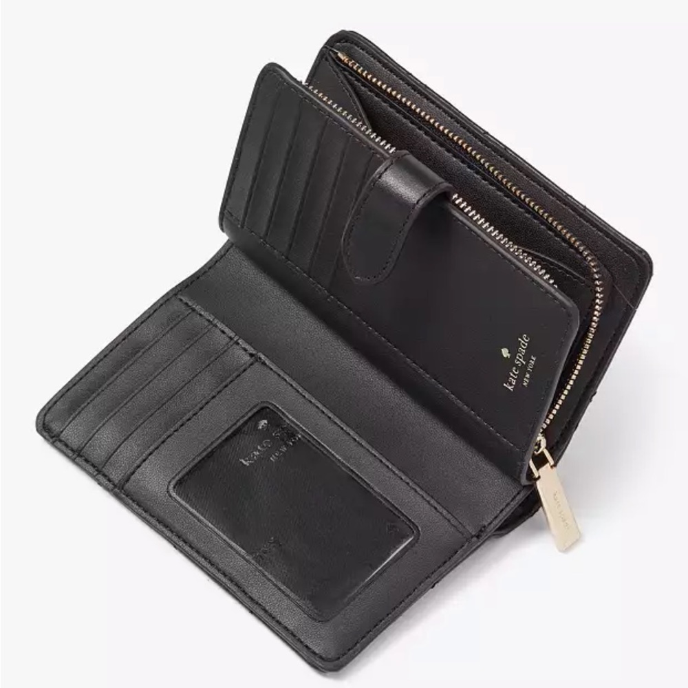 KATE SPADE Carey Medium Compact Bifold Wallet BLACK COLOR - Picture 7 of 14